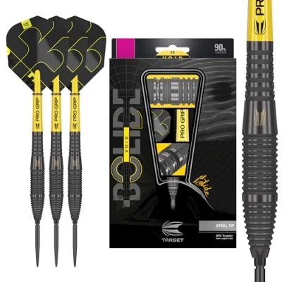 Image of Target Darts Bolide Void 90% Tungsten Dart Set, Steel Tip Swiss Point Barrel 05, 24G Professional Sets, Black Darts, Tool Included