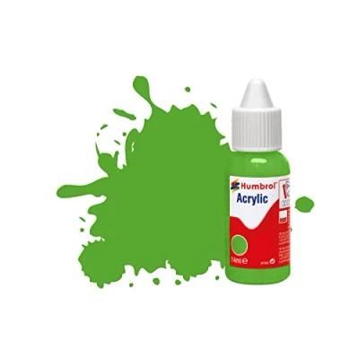 Image of Humbrol Model Paint DB0208 No 208 Fluorescent Signal Green Gloss (14ml), Acrylic Paints for Models, Plastic, Metal, Wood, Glass, Ceramics and More, Touch Up Bottle Craft
