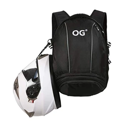 Image of OG Original EZ Rider Motorcycle Backpack Black 25L, Motorbike Helmet Bag, Strap, Antitheft, Waterproof, Laptop Rucksack, Reflective