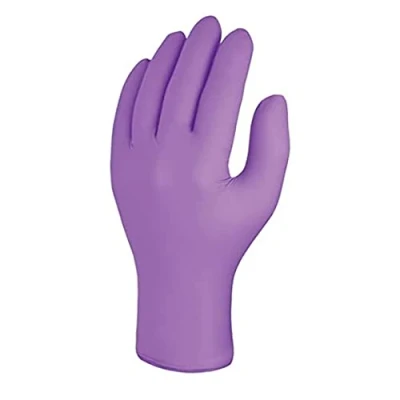 Image of Skytec Iris Purple (Box of 100) Disposable Nitrile Gloves Multipurpose Powder Free High Grip Non Latex Examination (Large)