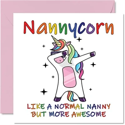 Image of Birthday Cards for Nanny Nannycorn Mothers Day Card from Grandson Granddaughter, Happy Nanny, Nan Unicorn Card, 145mm x Seasonal Nannie Nanna Funny Greeting