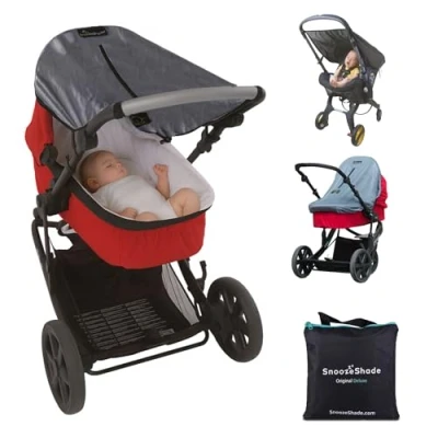 Image of Universal fit pram carrycot &amp; Doona Sun shade (0 6m) blackout blind for prams/carrycots cover blocks 97.5% of UV Portable helps baby nap SnoozeShade Original Deluxe