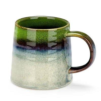 Image of TELANKS Large Coffee Cup, Cappuccino Cups, 500 ml Porcelain Tea Cup with Handle, Coffee, Milk, (Green)