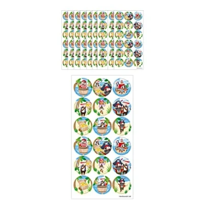 Image of HENBRANDT Large Pirate Stickers 180 Assorted Pirates Teachers School Reward Arts and Crafts for Kids Birthday Party Bag Favours Loot Fillers Lucky Dip Boys Girls