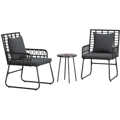 Image of Garden Dining Set 3 pcs 35 x 45 cm Poly rattan, steel Vidaxl