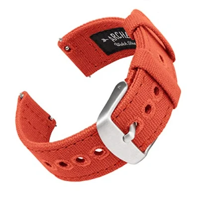 Image of Archer Watch Straps Canvas Quick Release Replacement Bands (Tangelo Orange, 22mm)