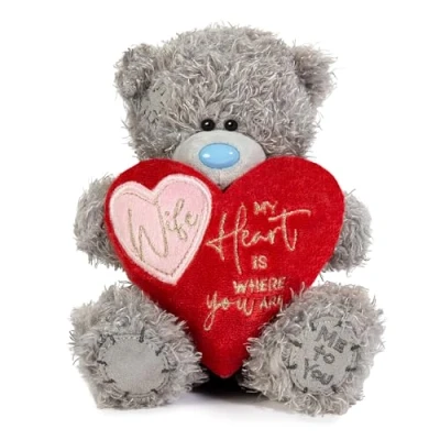 Image of Me To You Tatty Teddy &#039;Wife My Heart Is Where Are&#039; 15cm Bear Official Valentine&#039;s Day Collection, Grey