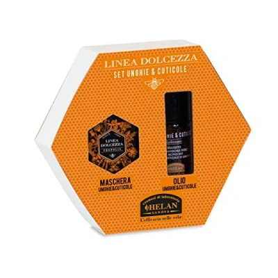 Image of Helan Dolcezza Nail Set with Cuticle Oil for Nails 25 ml + Nourishing &amp; Mask ml, Kit Manicure Castor Oil, Sweet Almond Shea Butter Made in Italy, Gifts Women
