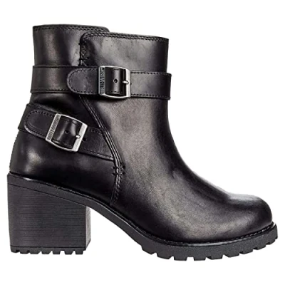 Image of Lalanne Double Strap Full Grain Leather Women&#039;s Block Heel Ankle Boots