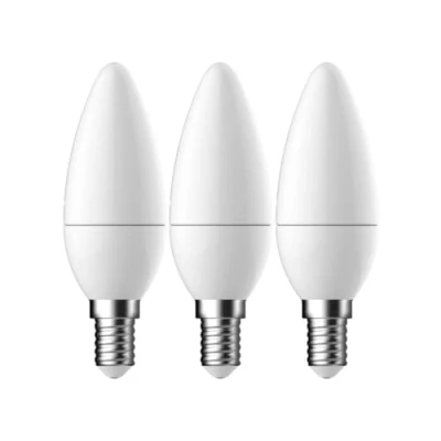 Image of Energetic Candle Frosted LED Light Bulb, E14, 5.8W, 470 Lumens, Warm White 2700K 3 Pack