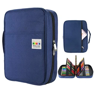 Image of YOUSHARES 220 Slots Colored Pencil Case, 145 Gel Pens fo Coloring Case Organizer, Handy Multilayer Color Holder for Glitter Pens, Refills, Pencils Adults &amp; Artist (Blue)