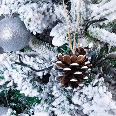 Image of St Helens Home &amp; Garden Hanging Pine Cone Decoration Pack of 6 Hang on your Christmas Tree for a Traditional Rustic Look (White Tipped)