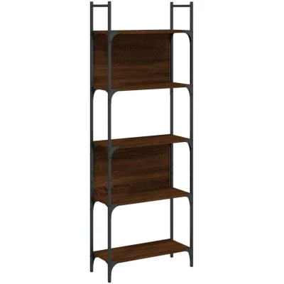 Image of vidaXL Bookshelf 5 Tier Brown Oak 60.5x24x166.5 cm Engineered Wood