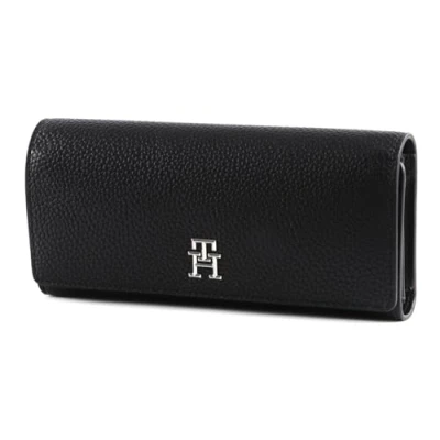 Image of Tommy Hilfiger TH Emblem LRG Flap Wallet, Black, One Size
