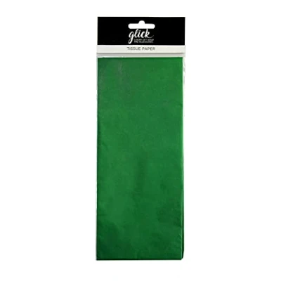 Image of Glick Four Sheets of Bottle Green Tissue Paper, Each Sheet 750mm x 500mm Paper Green, for Gift Wrapping, Birthday, Valentine, Christmas and Other Celebrations