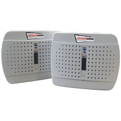 Image of Streetwize Accessories Pack of 2 Ultra Quiet Rechargeable Mini Dehumidifier For Absorbing Moisture Small Rooms Cupboards, Bathroom, Living Room, Caravan, Motorhome