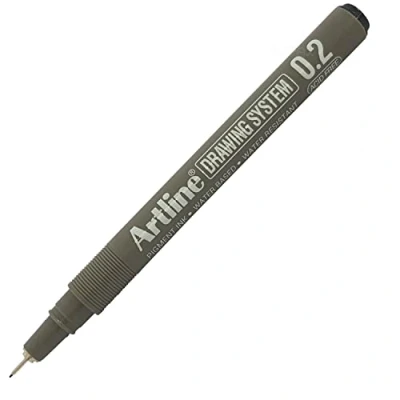 Image of artline Drawing System Technical Fineliners BLACK Pens Pigment Ink Architects (0.2mm Tip)