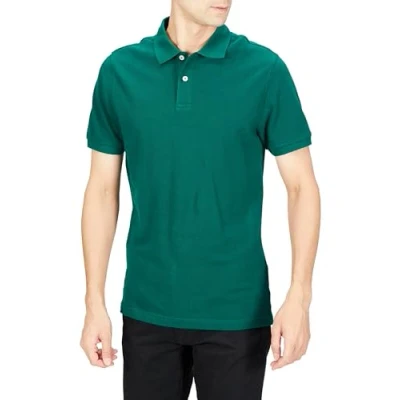 Image of Amazon Essentials Men&#039;s Slim Fit Cotton Pique Polo Shirt, Khaki Green, L