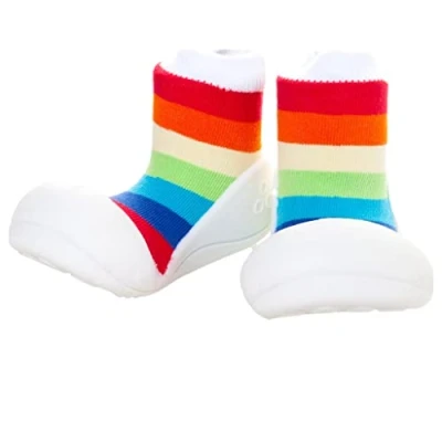 Image of Attipas Rainbow White Size M Barefoot Kids Shoes Fun Stylish Non Slip Prewalkers