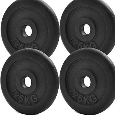 Image of KK Cast iron Weight Plate Set. 1 Inch Disc Pair. 2 X 2.5kg, 5kg or 10kg Barbell Plates. Dumbbell Plates for Home Gym Training Weightlifting. (4 1.25KG)
