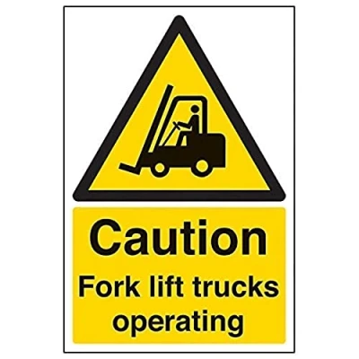 Image of V Safety Caution Fork Lift Trucks Operating Warning Sign 300 mm x 400 2 Super Strong PETG