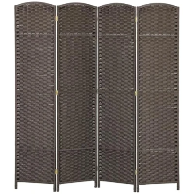 Image of HOMCOM 4 Panel Folding Room Divider, Privacy Screen, 160 x 170cm, Brown