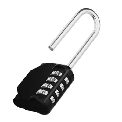 Image of ZHEGE Combination Padlock Long Shackle, 4 Digit Lock Shank, Weatherproof Heavy Duty for Lockers, Outdoor Fence, Shed,Garage Hasp (Black)