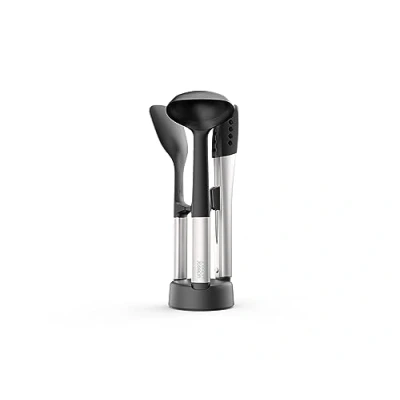 Image of Joseph Elevate Fusion 3 Piece Silcone Kitchen Utensil Compact Stand, BPA Free, Heat Resistant, Non Stick Set, Weighted Stainless Steel Handles