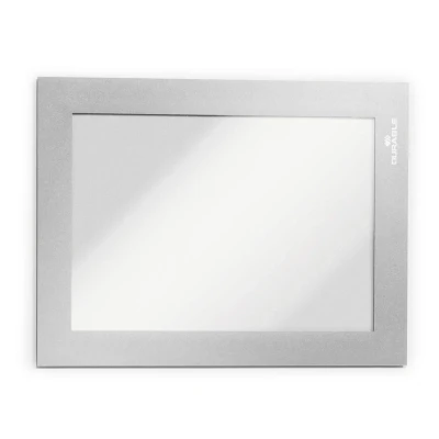 Image of Durable DURAFRAME Self Adhesive Magnetic Frame A6 Format In Silver Pack of 2 Frames Document for Professional Internal Signage