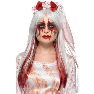 Image of Smiffys Make Up FX, Blood Drip Bride Kit, Aqua, Mu Face Paints, Tube, Glitter Pot &amp; Applicators, Cosmetics and Disguises Fancy Dress, Dress Disguises.