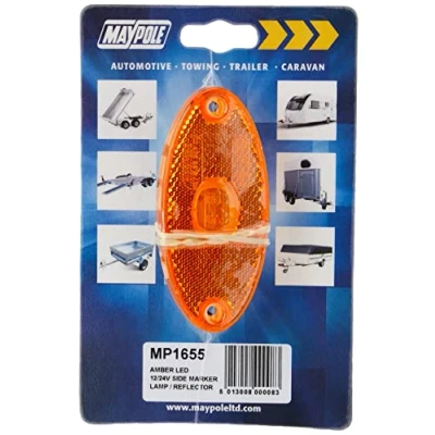 Image of Maypole MP1655 12/24V Slim Line Oval LED Side Amber Marker &amp; Reflector