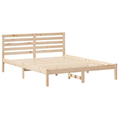 Image of vidaXL with Headboard Brown 140 x 200 cm Solid pine wood