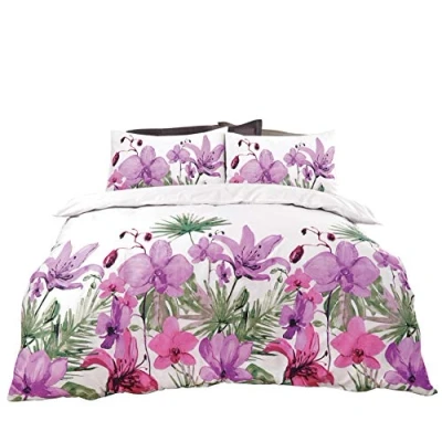 Image of Maria Luxury Bedding &amp; Linen Lily Lilac Duvet Cover Set, Quilt Single, Double, King, Super King (Single)