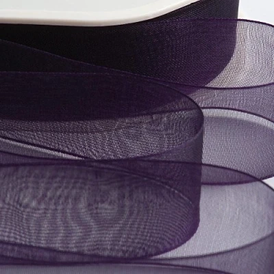 Image of Italian Options Organza Chiffon Ribbon, 38mm x 20 Metre Roll, Aubergine