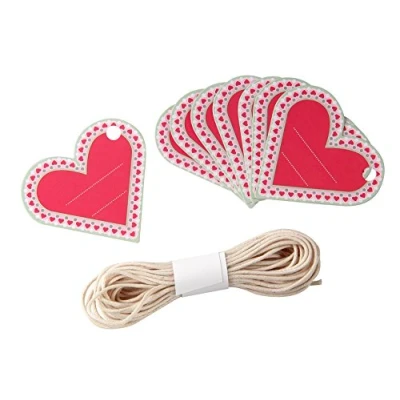 Image of Dr.Oetker Tag set heart shaped with 4,8 m cord of 8 5x4,5 cm in red, Fabric, 5 x 4.5