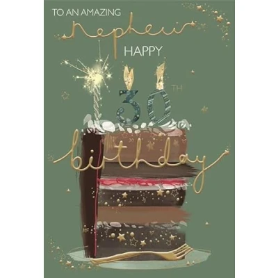 Image of ICG Nephew 30th Birthday Card Cake with an Embossed Foil Finish