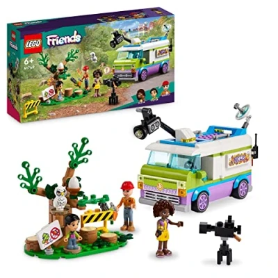 Image of LEGO Friends Newsroom Van, Animal Rescue Playset, Pretend to Film and Report News with Toy Truck, Owl Figure Aliya Mini Doll, Gift for Girls, Boys Kids 6 Plus Years Old 41749