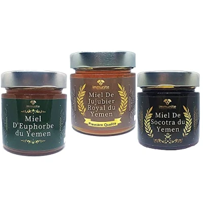 Image of Pack of 3 Yemen Honey Rare and prestigious with huge virtues Socotra Island (250 g net) Royal Jujube Euphorb 750 net weight