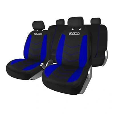 Image of SPARCO SPS431BL 9 piece Seat Cover Set, Black / Blue