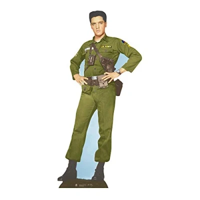 Image of Star Cutouts SC571 Elvis Presley Army Uniform G I Blues Theme Lifesize Cardboard Cut Out