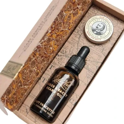 Image of Captain Fawcett Ricki Hall&#039;s Booze &amp; Baccy Beard Oil Moustache Wax Gift Set