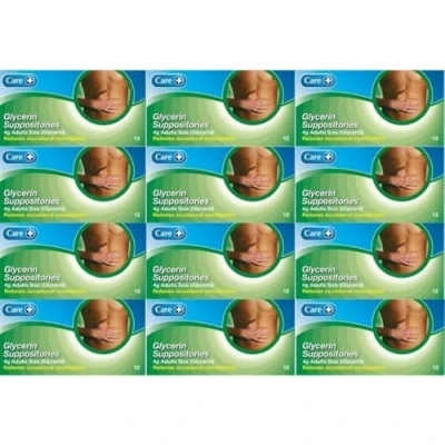 Image of CARE Glycerin Suppositories for Adults 144 (12 x 12 Packs)