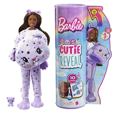 Image of ​Barbie Cutie Reveal Fantasy Series Doll with Teddy Bear Plush Costume &amp; 10 Surprises Including Mini Pet Color Change, Gift for Kids 3 Years Older