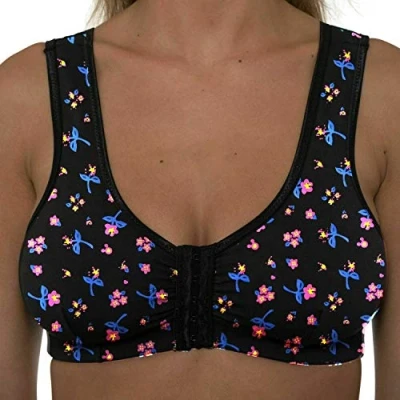 Image of Undercover Cotton Front Fastening Bra CB222 Black Floral 40