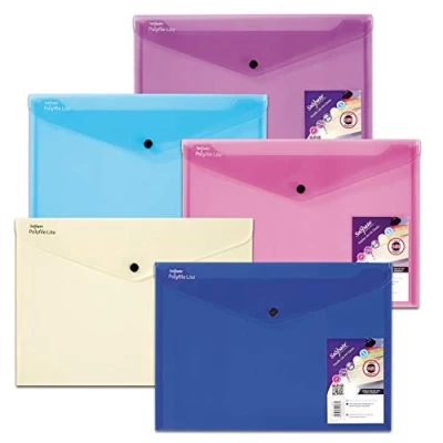 Image of Snopake A4 Polyfile Lite Popper Wallet Assorted [Pack of 5] Ref: 15411