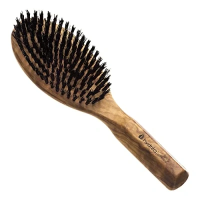 Image of Hydréa London Olive Wood Natural Hair Brush with Pure Boar Bristle Hairbrush for Women &amp; Men Healthy, Smooth and Shiny