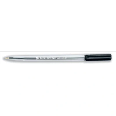 Image of 5 Star Office Ball Pen Clear Barrel Medium 1.0mm Tip 0.7mm Line Black [Pack 50]