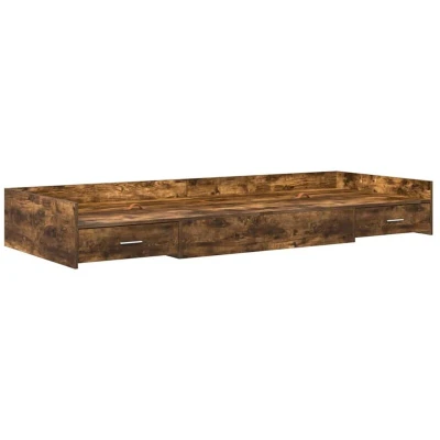 Image of vidaXL Storage Bed Frame with Drawer Smoked Oak 80 x 200 cm Engineered wood