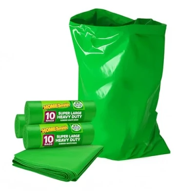 Image of HOMESmith Large Heavy Duty Garden Sacks Builders and DIY Choice Rubble Bags Pack of 35, Green
