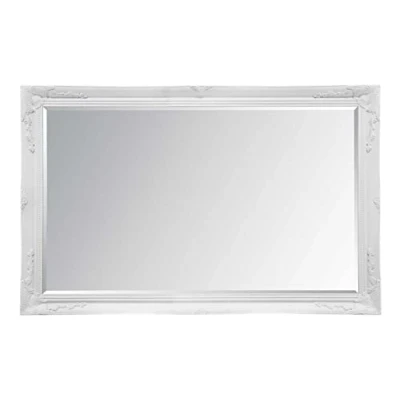 Image of MirrorOutlet Milton Manor Extra Large Antique Style White Rectangle Wood Wall Mounted Leaner Mirror 5Ft7 x 3Ft7 170 109cm,LL023 M